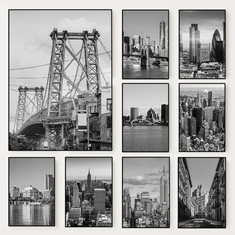 Photography Mapped - (2D 캔버스 페인팅) 흑백 뉴욕시 사진