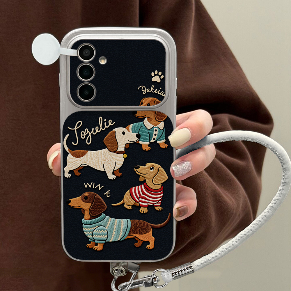 Camera Strap Leather - 만화 닥스훈트 휴대폰 케이스 삼성 A56