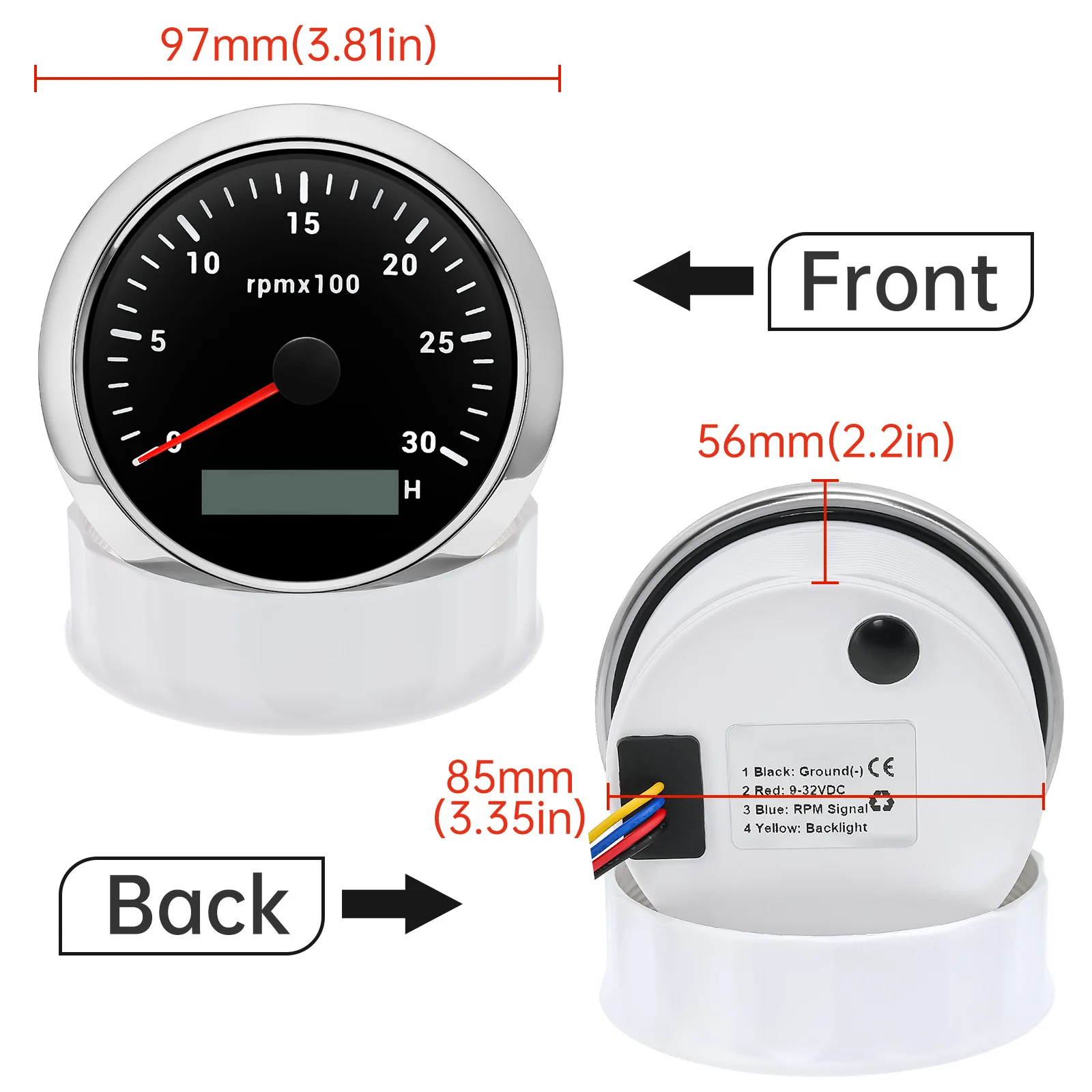 85MM LCD 시간계가 있는 해양 보트 자동차용 타코 - Light Meter Incident 리뷰 및 가격